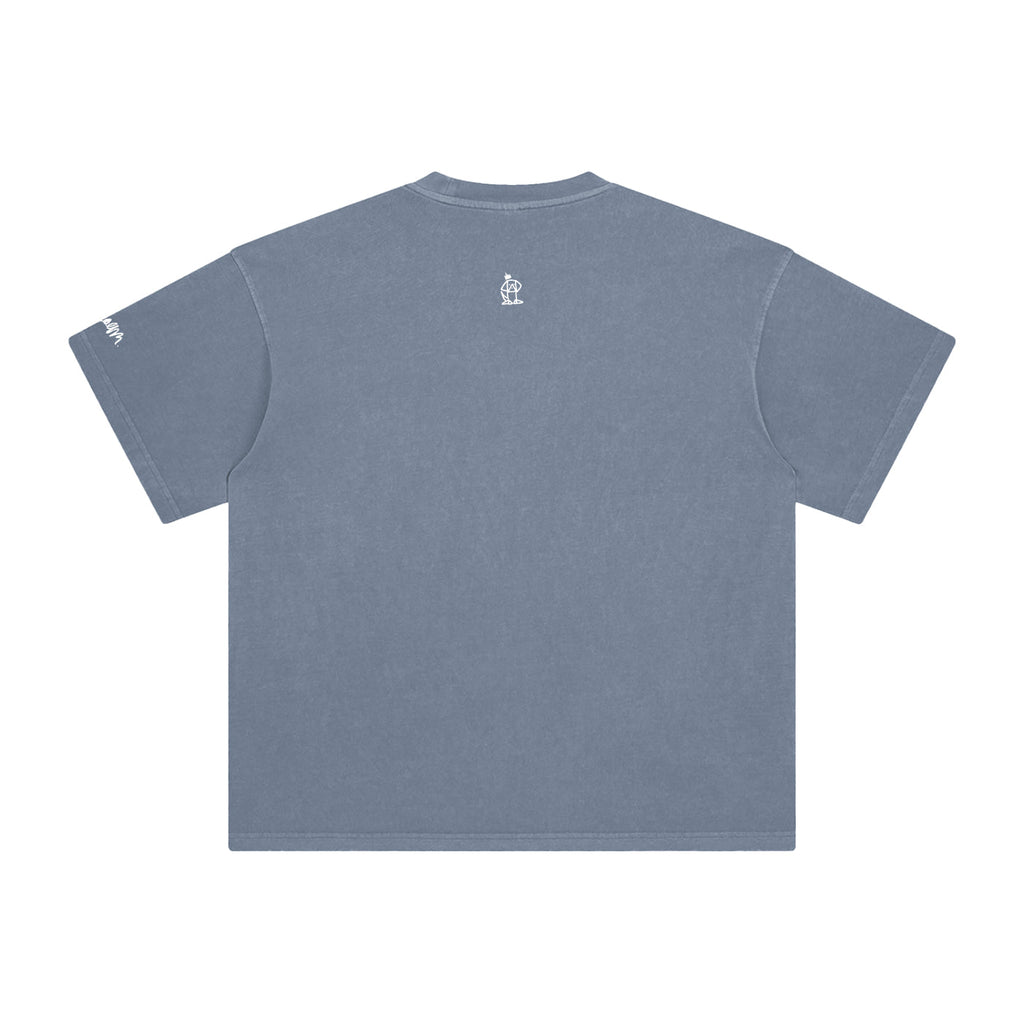 OLPINER Say Hi T-shirt in Gray Blue, back logo view