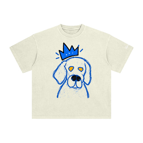 OLPINER Blue Blood T-shirt in Apricot, front artwork view