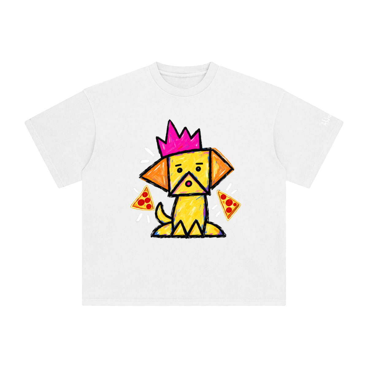 OLPINER Pizza King T-shirt in White, front artwork view